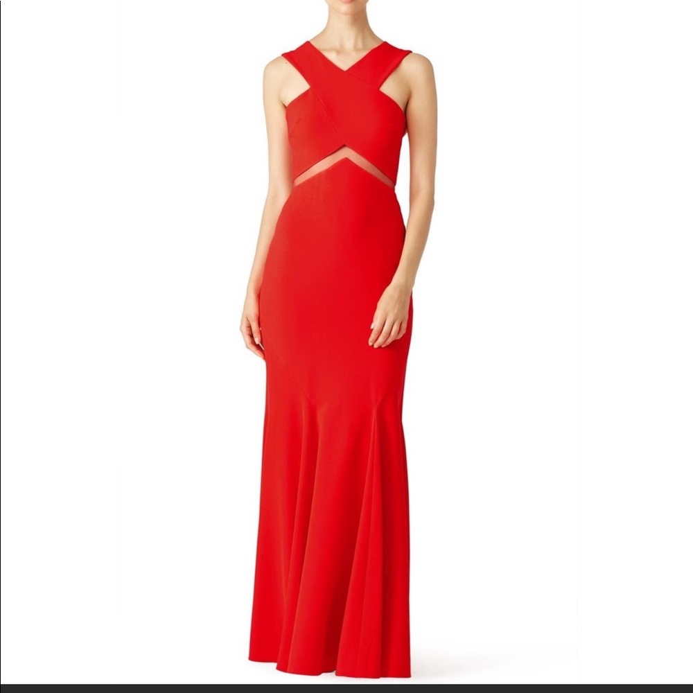 Mignonette Red Chevron Cutout Gown
